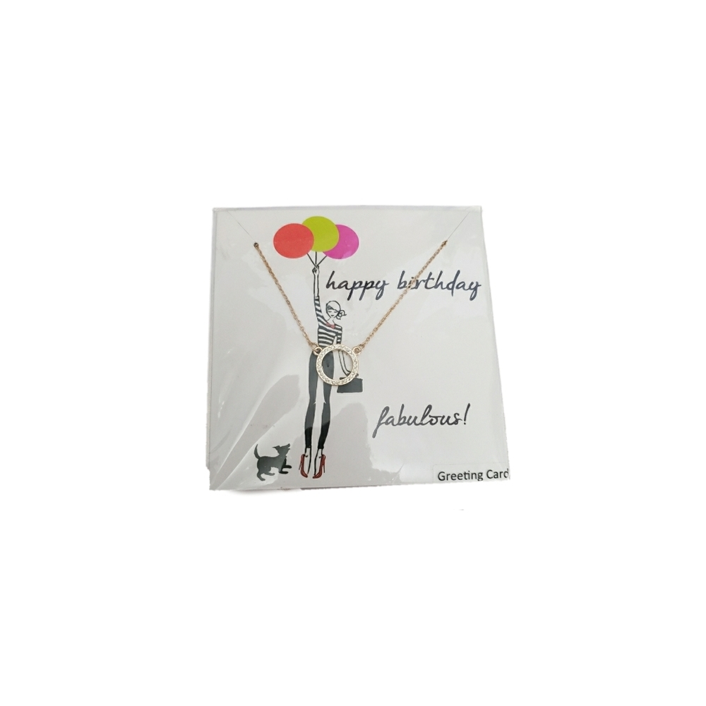 New Francesca's Happy Birthday Card & Necklace